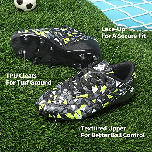 Dream Pairs Unisex-Child Soccer Football Cleats Shoes, Black/Neon/Green - 2 Little Kid (Hz19003K) #TOP2
