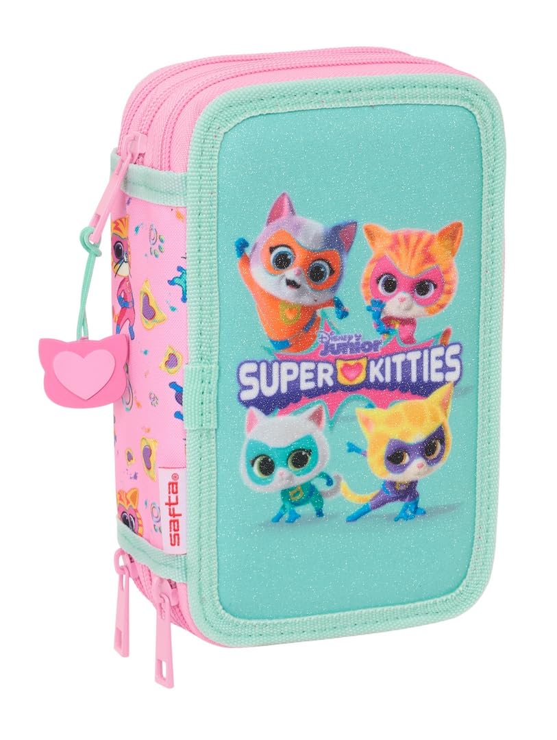 Safta SUPERKITTIES – School Pencil Case with 37 Tools Included, Children's Pencil Case, Child, Ideal for Children from 5 to 14 Years, Comfortable and Versatile, Quality and Resistance, 12.5 x 5.5 x