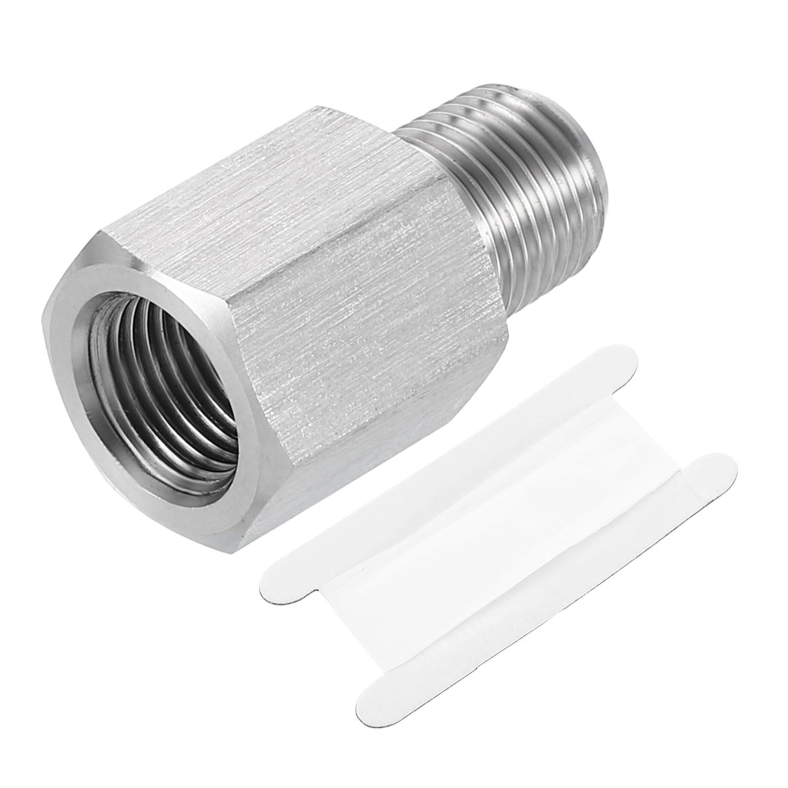 sourcing map Pipe Fitting Reducing Adapter, 1/8" NPT Male x G1/8" Female 304 Stainless Steel Reducer Connector for Water Oil Air Pressure Gauge, Silver