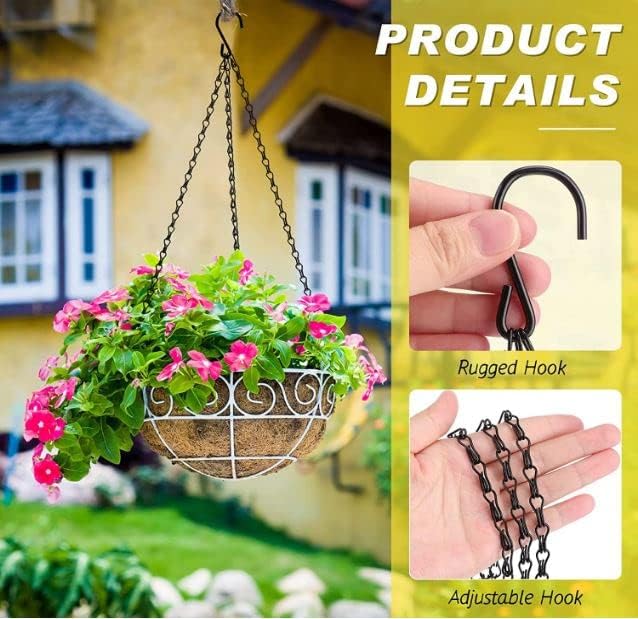 Mr. Carve Hanging Basket Replacement Chains for Planters and Pots | 14 Inches Black Powder Coated for Extra Durability | Pack of 5 - Image 7 thumbnail