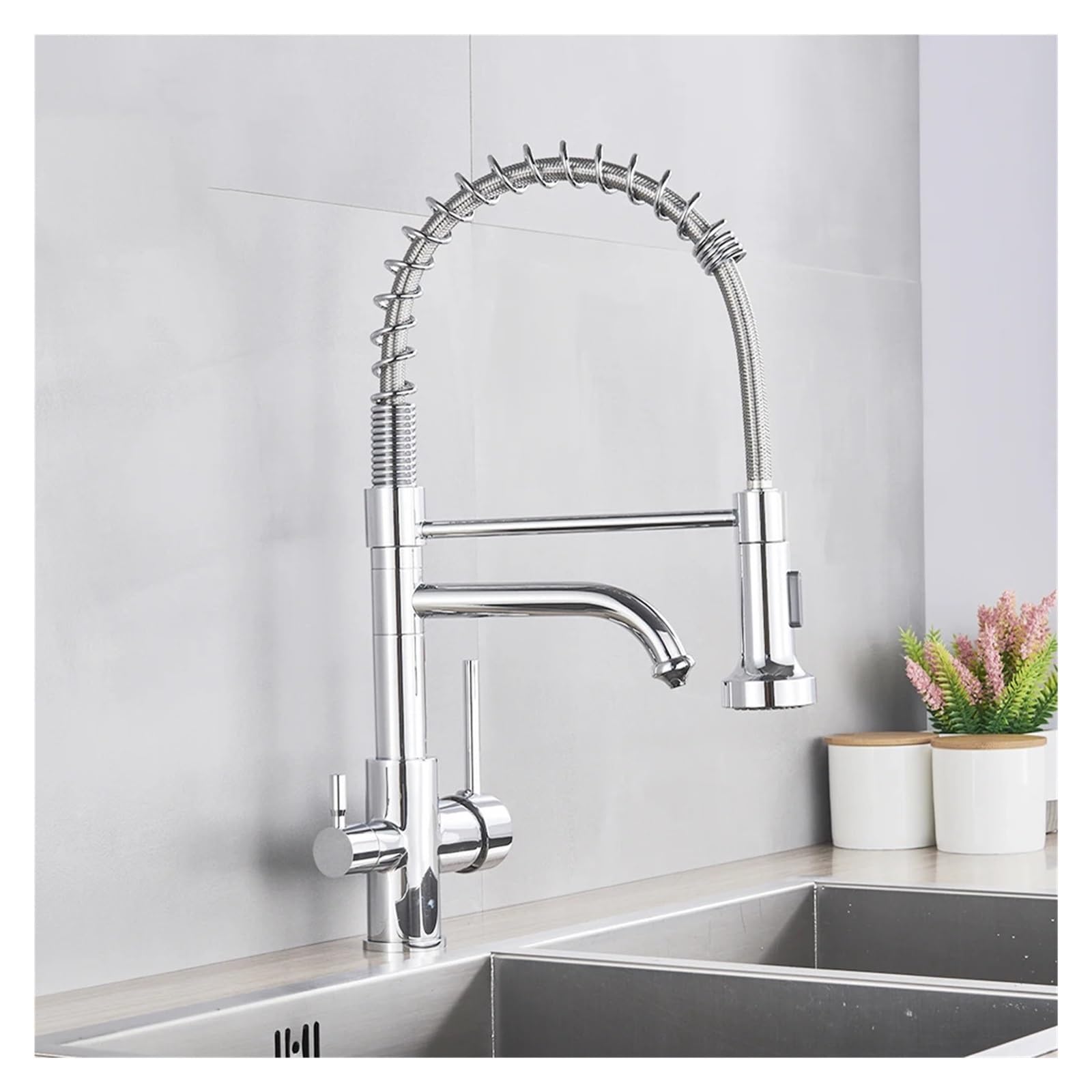 Robinet de filtre de cuisine pour une eau pure au quotidien avec douchette extractible chrome