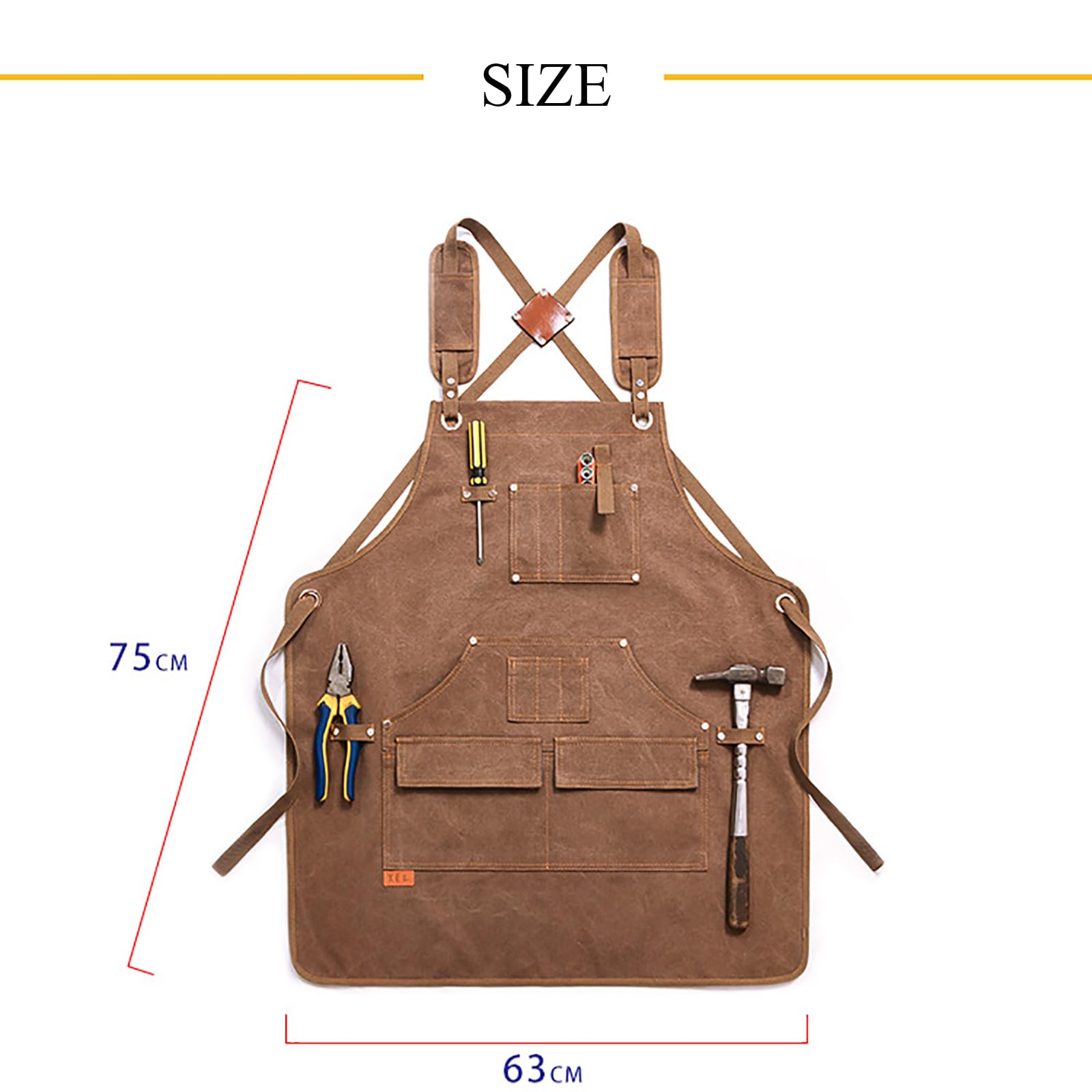 Leinwand Schürzen Mit Tasche Werkzeug Werkstatt DIY Zuhause/Garten Taille/Hals Einstellbar Riemen Arbeitsschürzen Männer, FrauenGrey,One Size