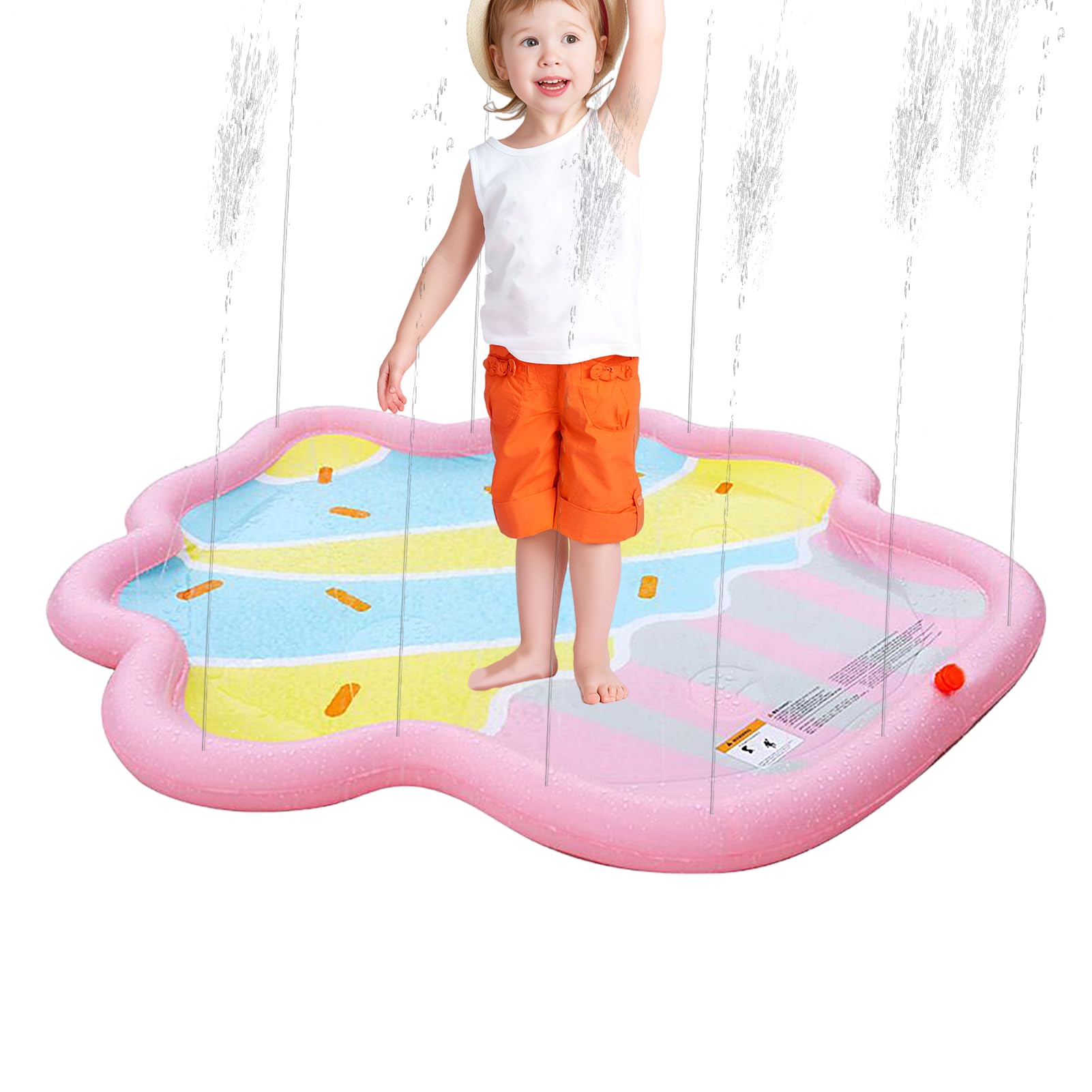 Vasca con Spruzzatore per Bambini - Tappeto Con Schizzi D'Acqua E Piscina Gonfiabile - Attività Estiva Pieghevole Per Esterni Da Giardino E Campeggio