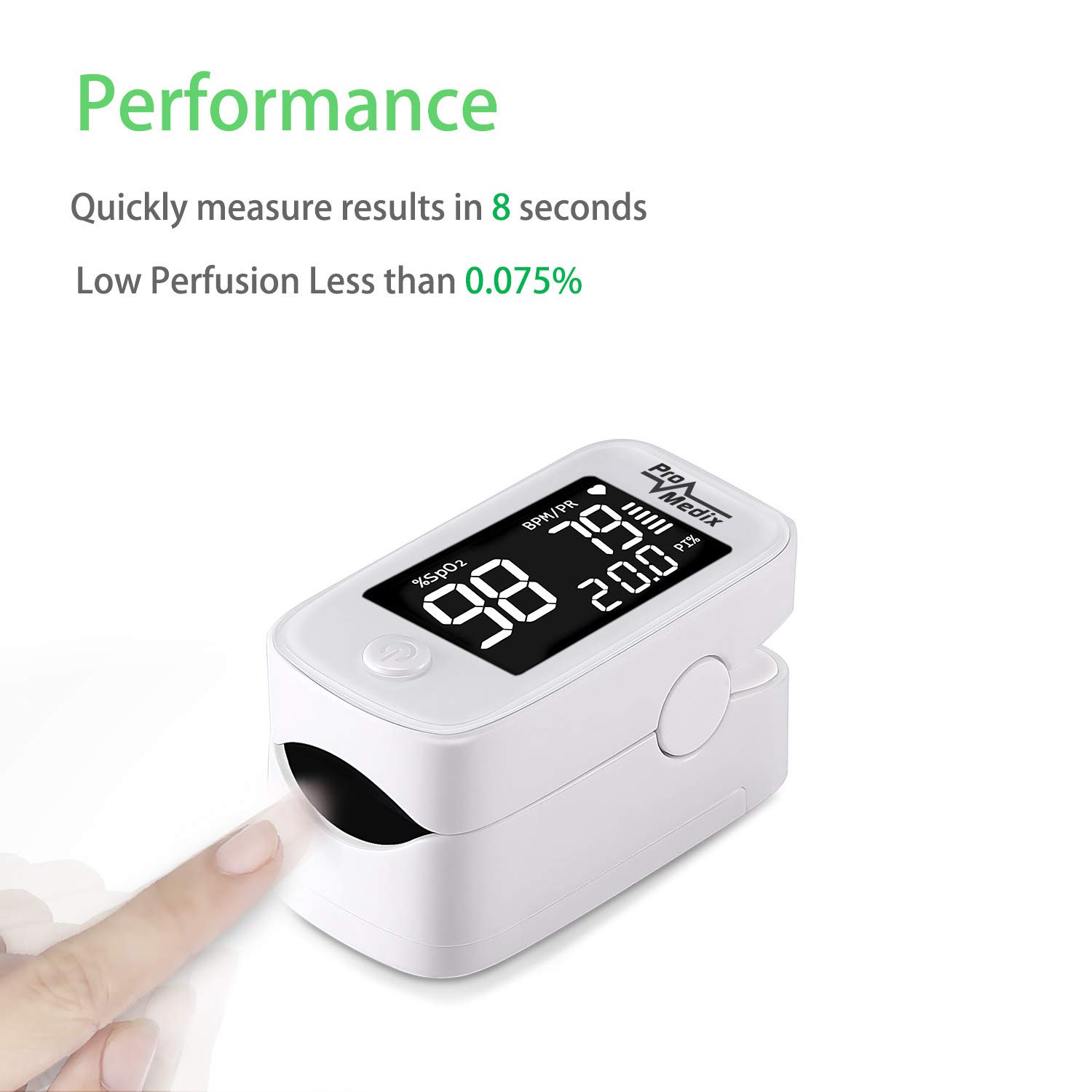 Pulsoximeter Fingerpulsoximeter mit 1.5” HD LED Display | Präzise Messung der Sauerstoffsättigung (SpO2) und Herzfrequenz (Pulsoximeter + Infrarot-Thermometer)