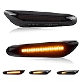 D-Lumina Sequential Amber LED Side Marker Lights Turn Signal Lamp Assembly for BMW E90 E91 E92 E93 E46 E53 E60 E61 X3 E83 X1 E84 E81 E82 E87 E88 Side Marker Light, Smoked Lens Side marker, Pack of 2