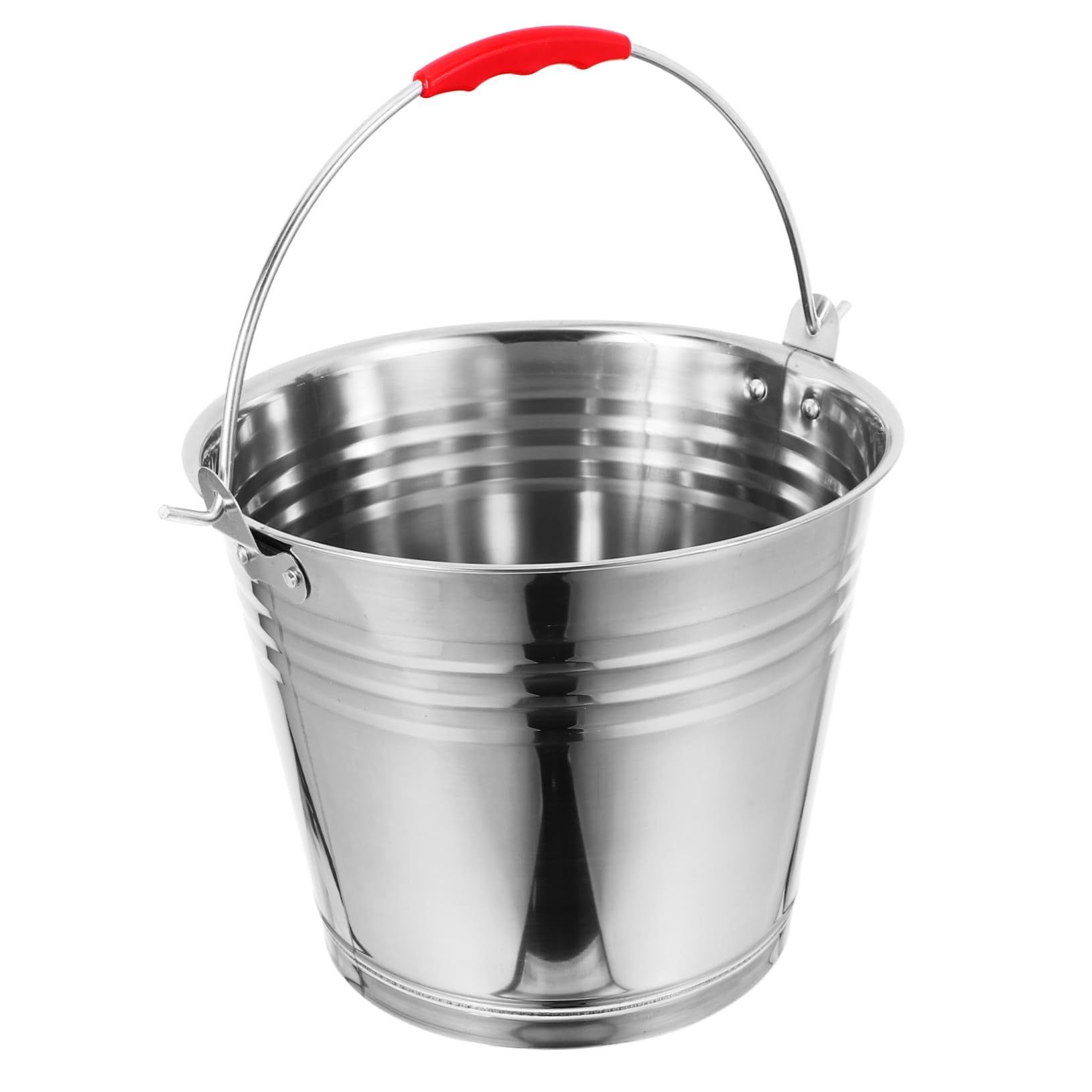 NULYLU Corrosion Resistance Metal Bucket Round Stainless Steel Water Bucket with Strong Handle