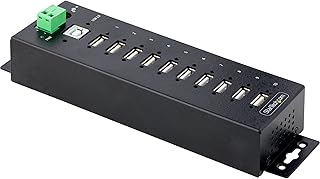 StarTech.com 10-Port Industrial USB 2.0 Hub, Rugged USB Hub w/ESD Level 4 Protection, DIN/Wall/Desk-Mountable USB-A Hub, USB Port Expander w/Lockable Ports, USB Expansion Hub (USB210AIND-USB-A-HUB)