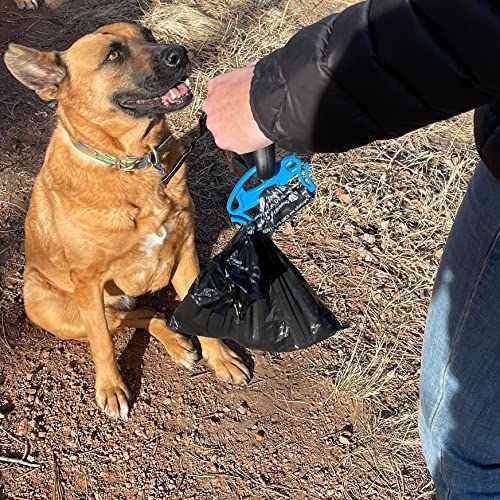 Image of Ultra Slim Bag Holder For Leash-One-Handed Operation- Keeps Rolls Secure Without Unrolling-Double Bag Hooks For Full Bags- Includes (1) Roll of Dog Waste Bags (1 Pack, Black)