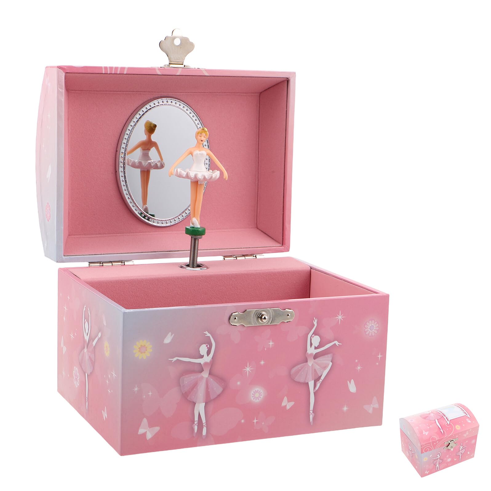 Caja de Música Ballet para Niñas con Figura Giratoria de Bailarina Joyero Musical con Espejo y Gran Capacidad Caja de Música Infantil Decorativa Adecuado para Regalos Navideños