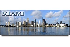 Miami Skyline Panoramic Fridge Magnet - A Snapshot of Miami's Vibrant Skyline on Your Refrigerator