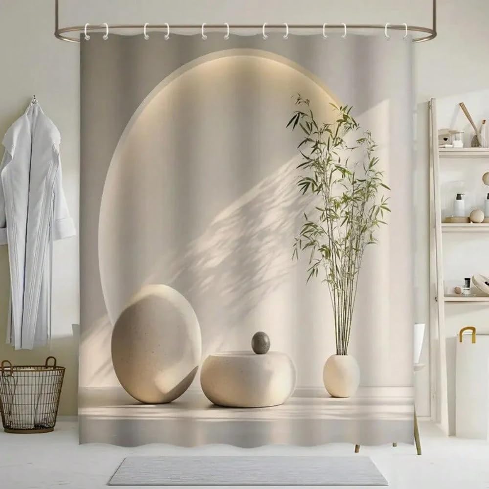 awitufhgp Elegant Shower Curtain, Modern Minimalist Beige Neutral Tone, Durable Polyester Fabric, Creates A Spa-Like Bathroom Decor(300x200cm/118x79in(WxH))