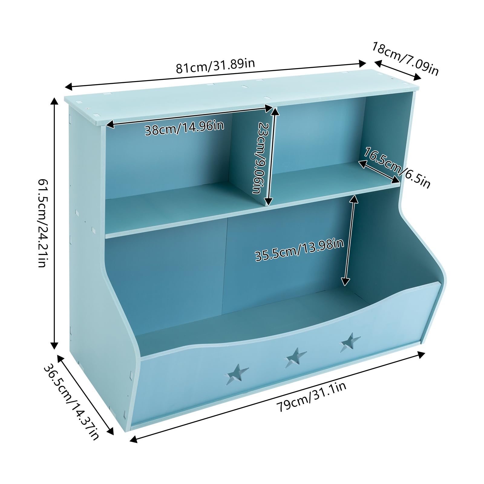 Kinderzimmerregal, Spielzeug-Organizer, Aufbewahrungsregal für Kinder, Aufbewahrungsboxen, Spielzeugregal, Spielzeug-Organizer für Kinderzimmer Kindergarten, 79 * 36.5 * 61.5cm (Hellblau)