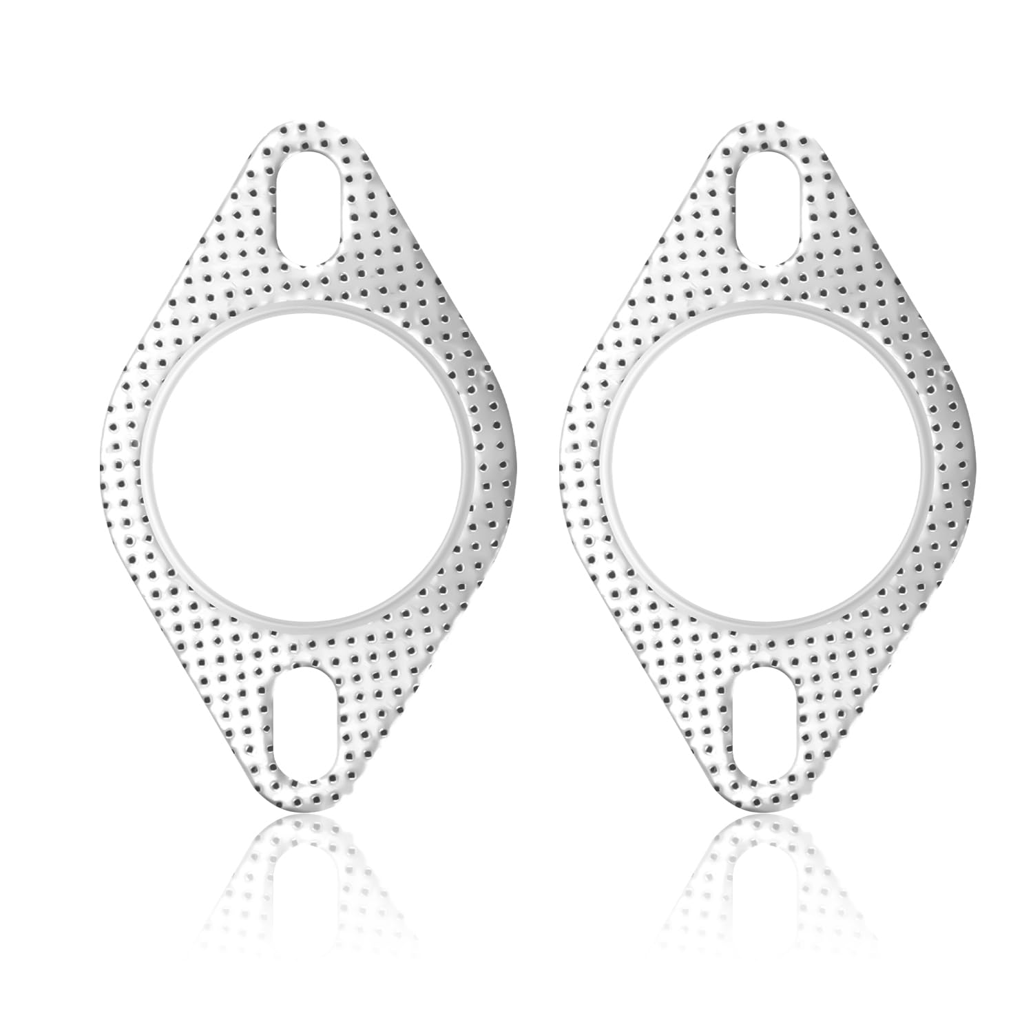 2pcs Car Exhaust Gasket, 2.5 Inch 2 Bolt Exhaust Gasket Exhaust Pipe Pad Exhaust Flange Gasket Standard Exhaust Manifold Gasket Washer High Temp, Car Parts Replacement Accessories
