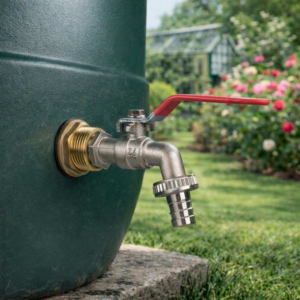 Cost Wise Brass Solid Water Butt/Rain Barrel/Tank Threaded Outlet Adaptor/Connector With 2 Washers And Nut,Range Of Tap Options (Lever Tap+Barb)