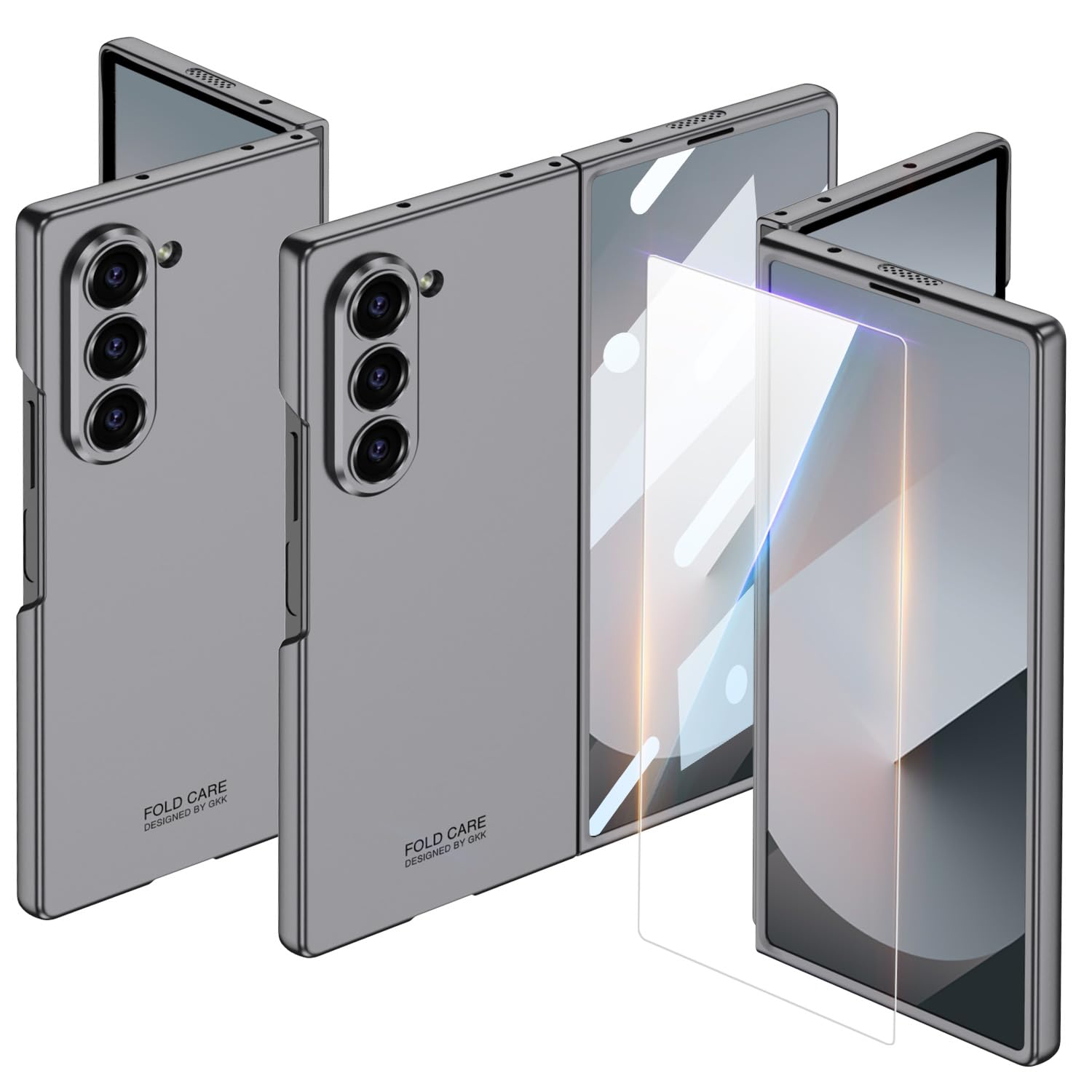 LEEKA Ultra Slim New Sport Car Design Fiber Back Cover Luxury Blade Camera Protection case for Samsung Z Fold 6 (Silver + Screen Portector)