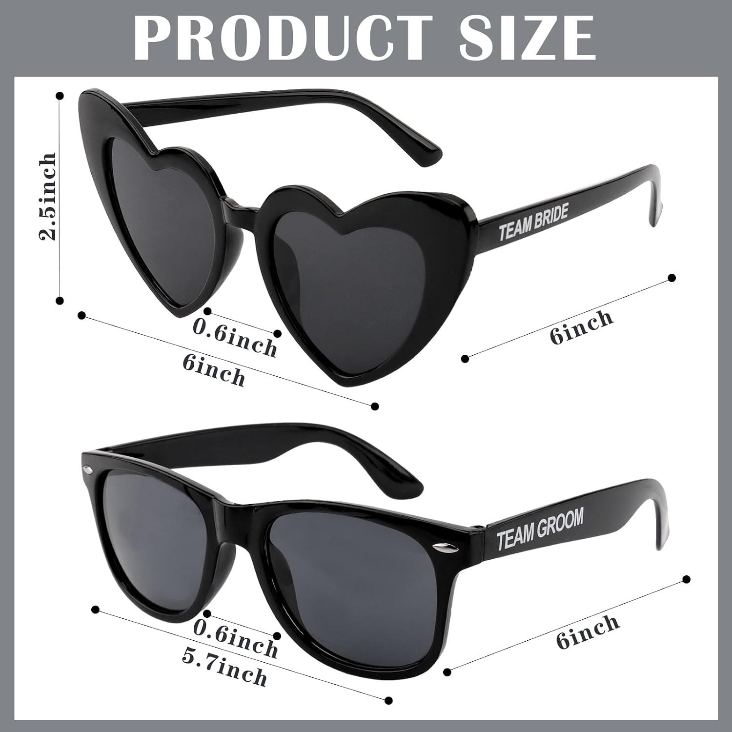 CUBACO Bachelorette Party Favors Heart Glasses 10 Pack Groomsmen and Bridesmaid Gifts Wedding Favors Bachelorette Party Accessories Bride and Groom Just Married Sunglasses Wedding Accessories Decor