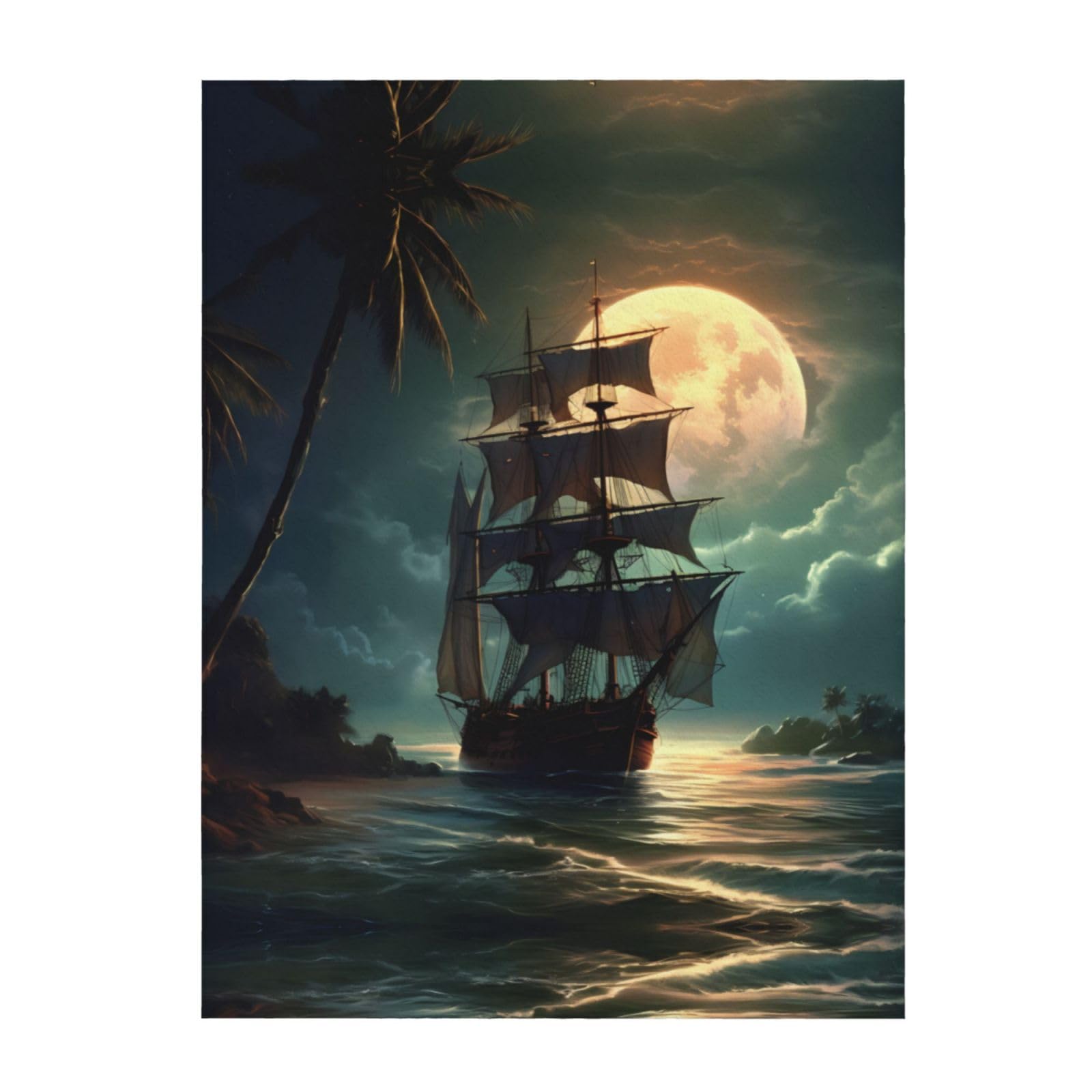 Couverture imprimée voilier pirate 203x152 cm pour lit et canapé