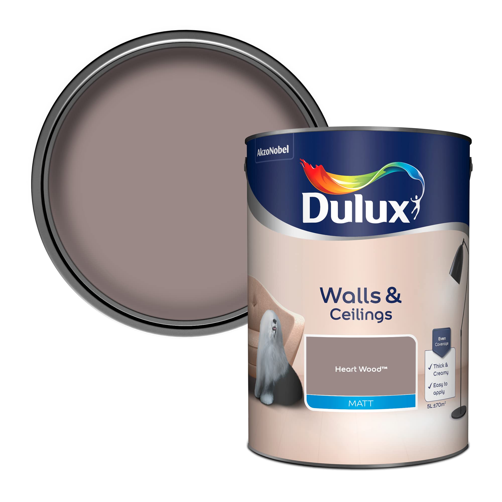 Dulux Heart Wood Walls & Ceilings Matt Emulsion Paint - 5L