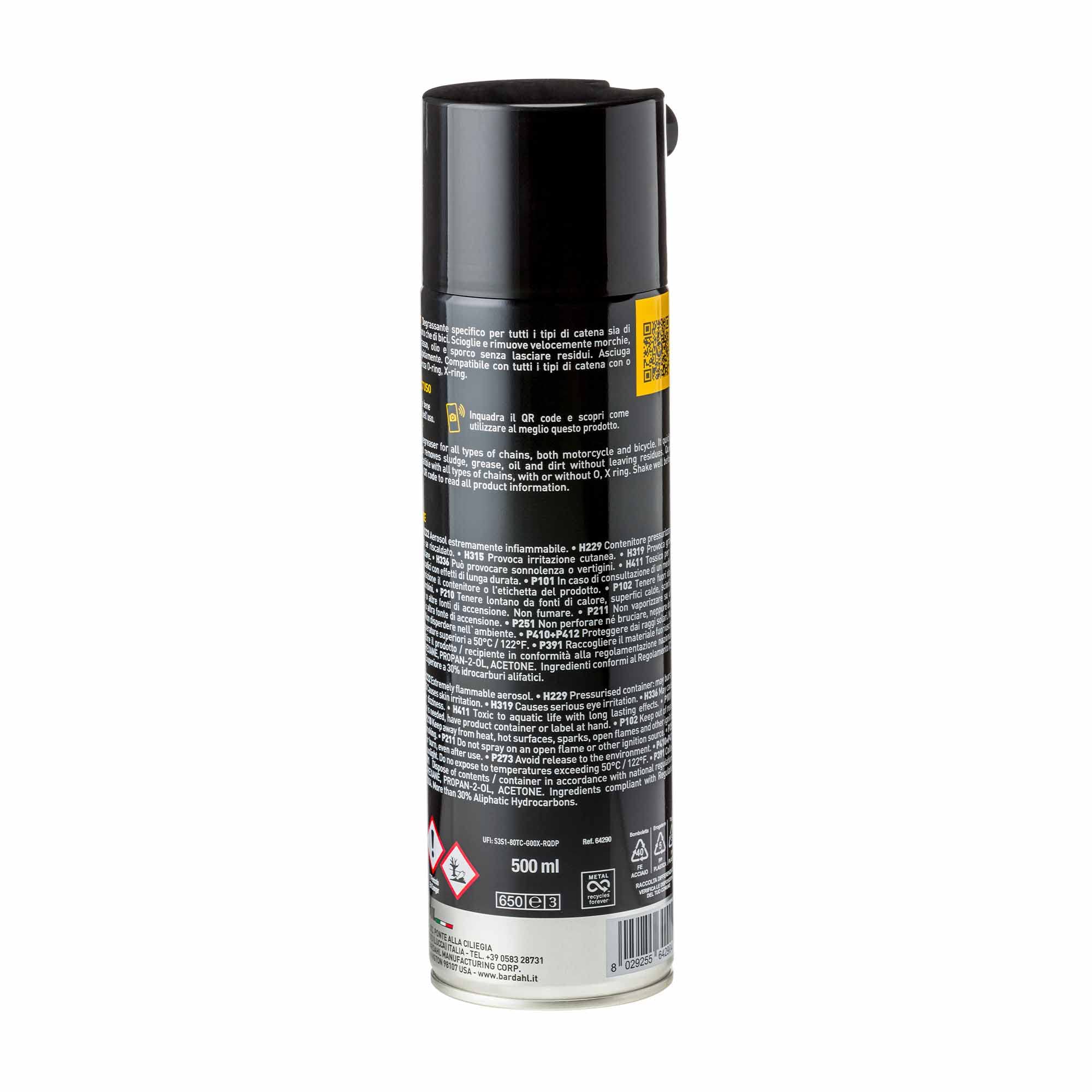Bardahl K9 - Pulitore Superiore Catena Moto-Bici, Rimuove Morchie, Grasso, Olio e Sporco, Detergente Spray per Catena e Forcellone Moto e Bici, con Formula Anti Usura, 500 ml