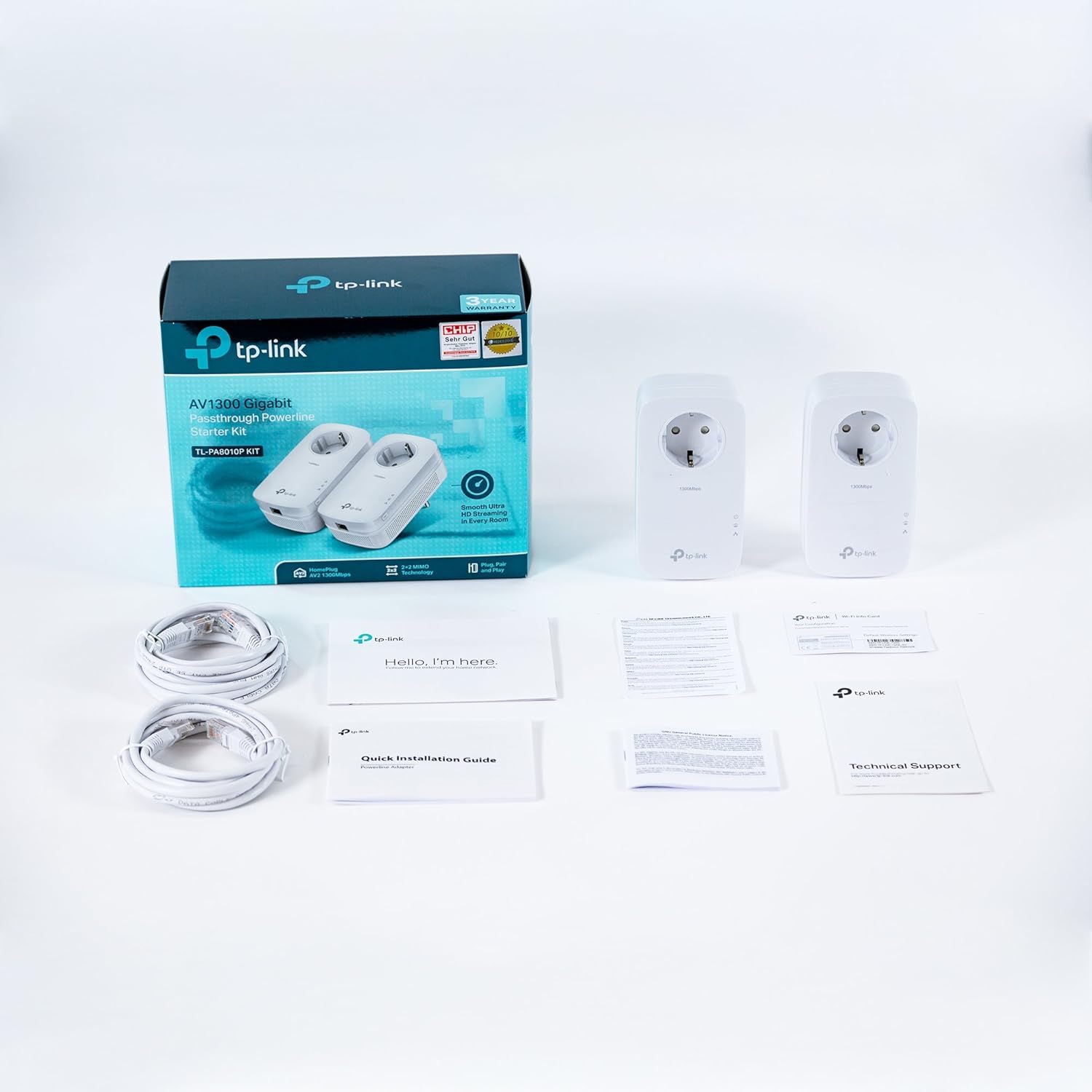 TP-Link CPL AV1300 TL-PA8010P KIT 1300 Mbps 1 Port Gigabit Prise Intégrée Pack de 2 Blanc