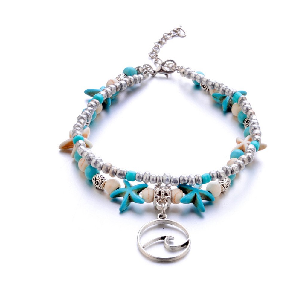 Bracciale Perline Boho Cavigliera Caviglia Mare Spiaggia Turchese Sandalo Tartaruga Cavigliera degli Anelli