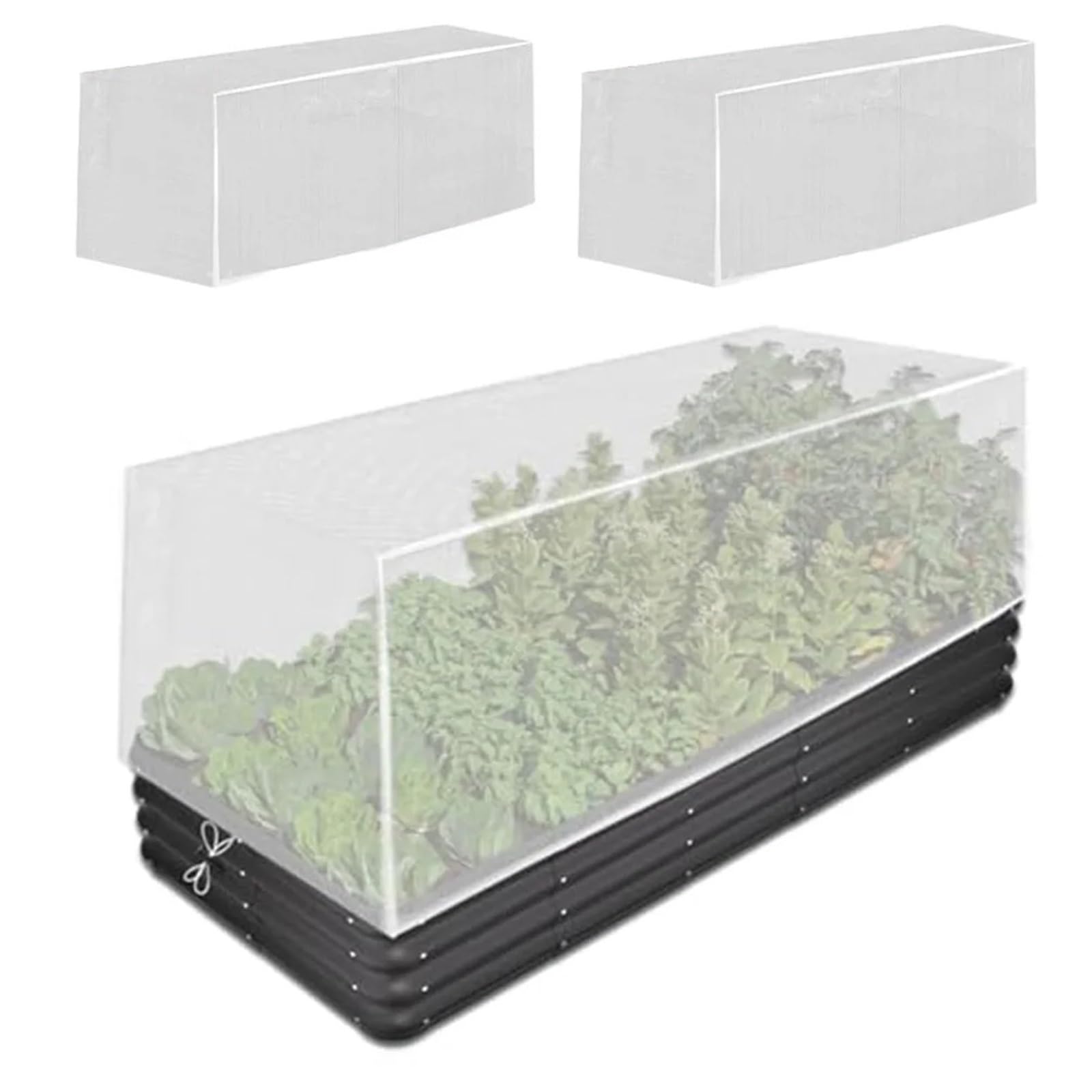 zyrqon 2 Pack Garden Netting Raised Bed Cover 4x2x1 Ft Polyester Pest Barrier White Mesh Adjustable Drawstrings For Garden Plants