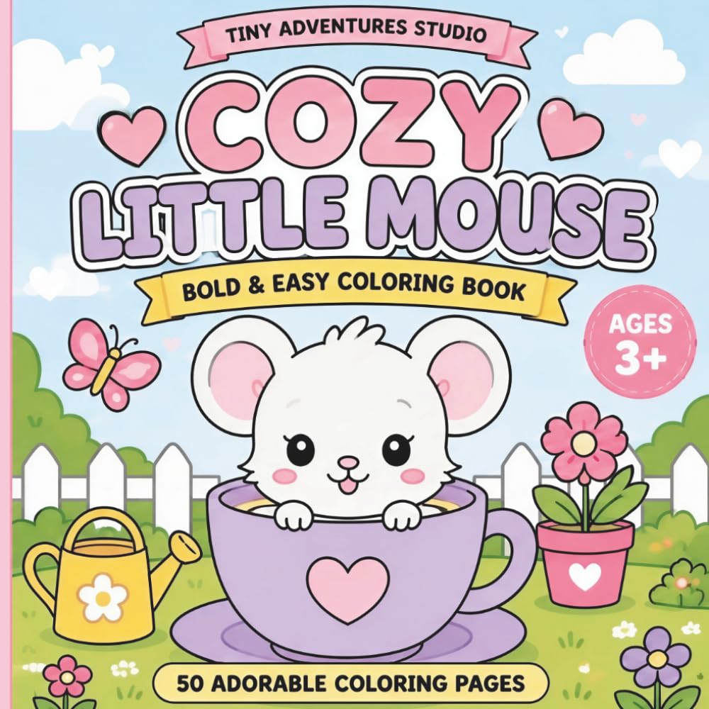 Cozy Little Mouse: Bold & Easy Coloring Book for Kids Ages 3+ | Cute Kawaii Mouse Adventures with Simple Designs for Fun and Relaxation