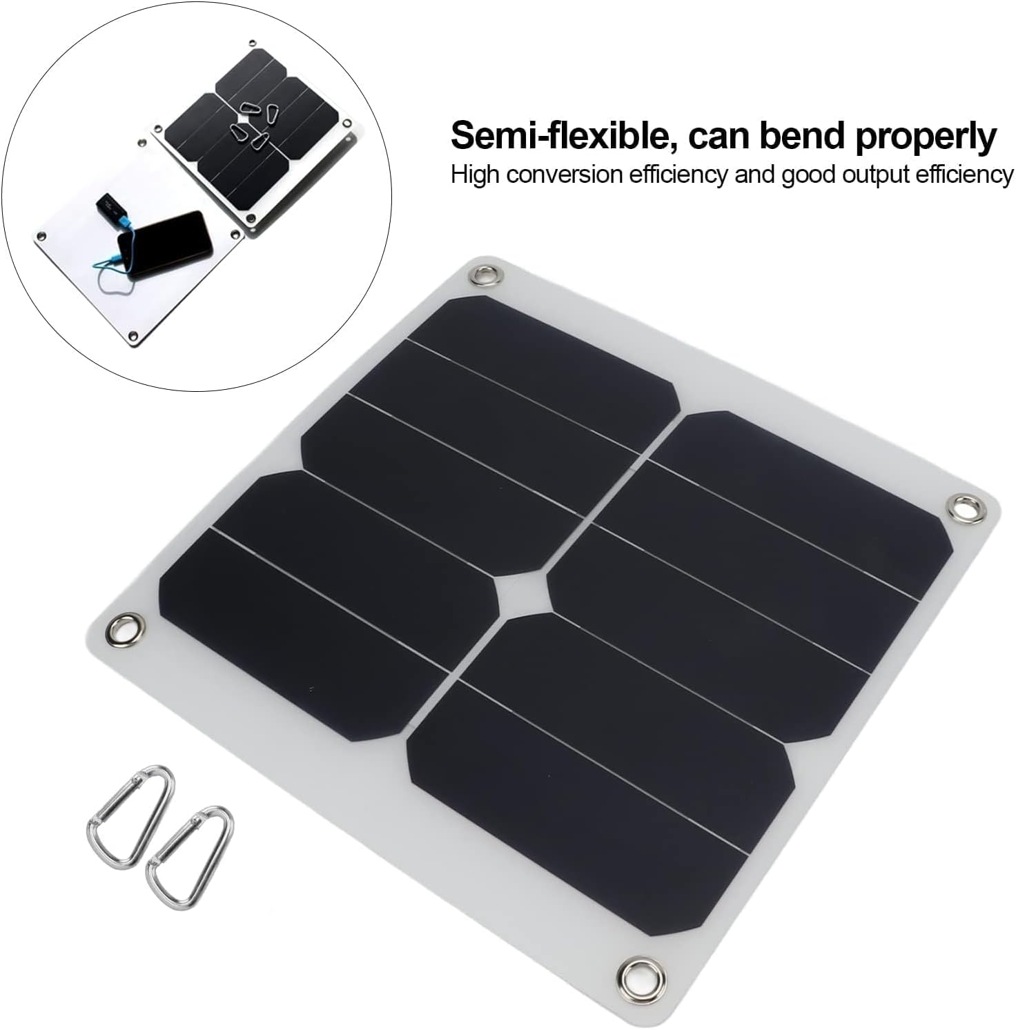 JEOZBM Solar Panel Charger, 15W 5V Polysilicon Solar Power Charger Panel Set, USB Portable Pico Solar Panel Cell for Mobile Phones