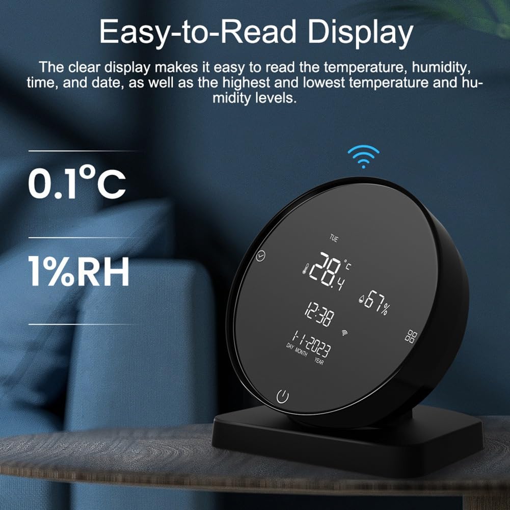 DéTecteur de TempéRature et D'Humidité Rechargeable USB Tuya WIFI HygromèTre pour Chambre de ContrôLeur IR à éCran LCD