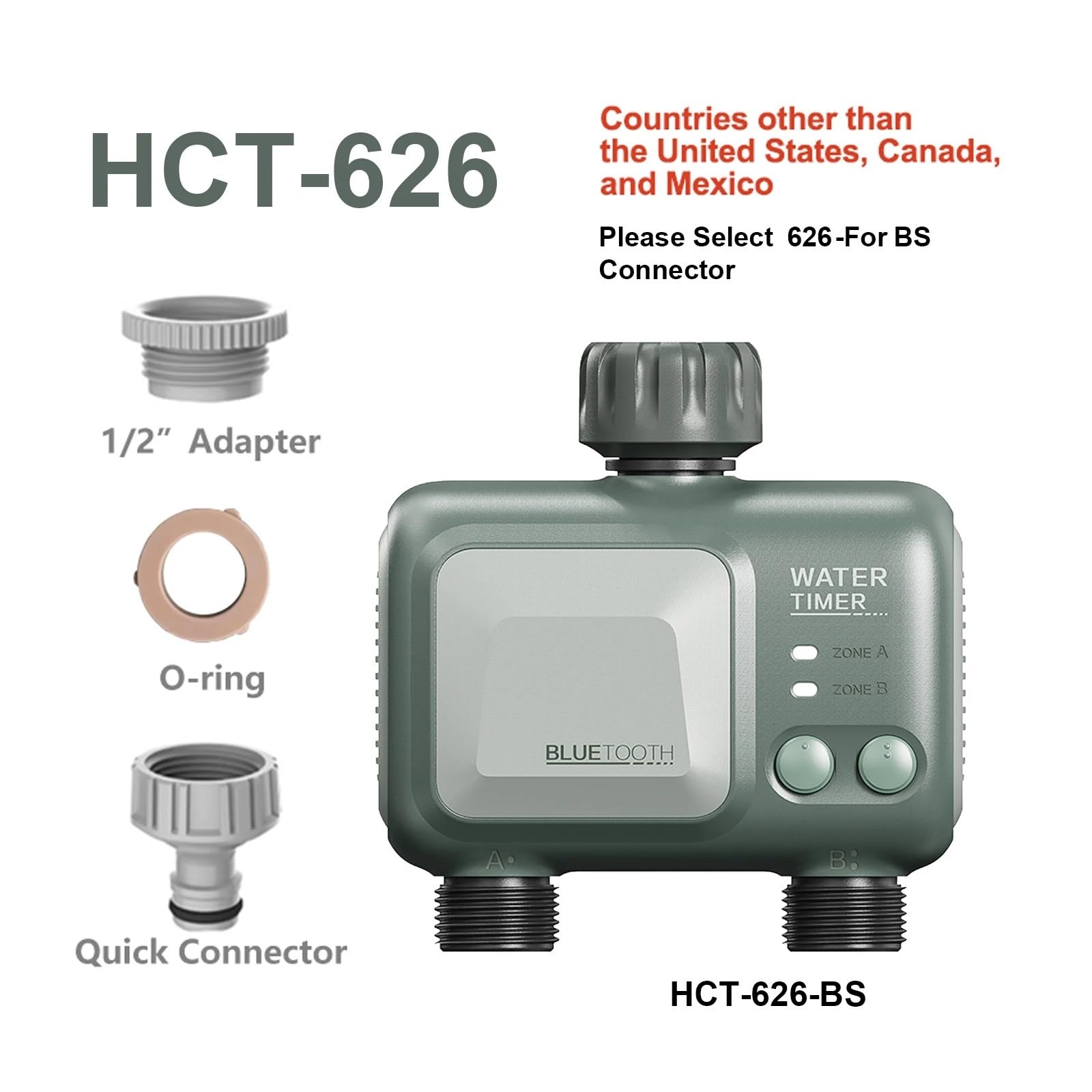 Timer for irrigazione WiFi a 2 zone, programma di ciclo indipendente intelligente, irrigatore for giardino, prato, serra, telecomando mobile(POP3-HCT-626BS)