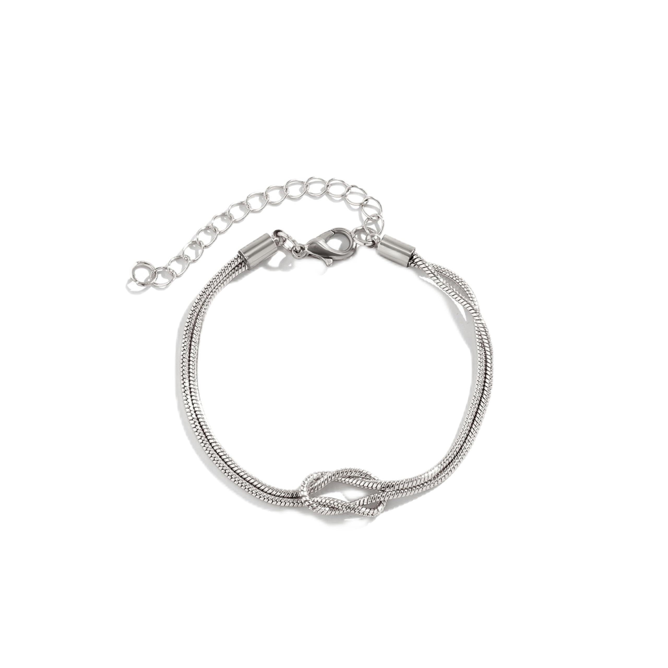 Pulseras a juego para parejas, delicada pulsera de nudo de amor chapada en oro de 14 quilates, pulsera de cadena de espiga para relación, regalos para mejor amigo, Oro amarillo, Circonita preciosa