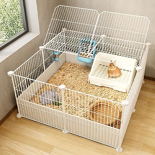 Conigliera da interno per 2 conigli, gabbia in filo metallico per piccoli animali domestici, cuccia fai da te per interni, grande luogo per esercizi, ideale per 1-2 gatti piccoli animali