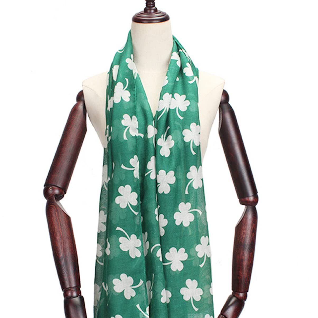 GALPADA Moda Patricks Costume - Arredamento Stampato Shamrock Giorno Donne Ladieswhite Accessori Vestito Avvolgere Signora Sciarpa Signore Scialle Ragazza Trifoglio Bianco Accessary