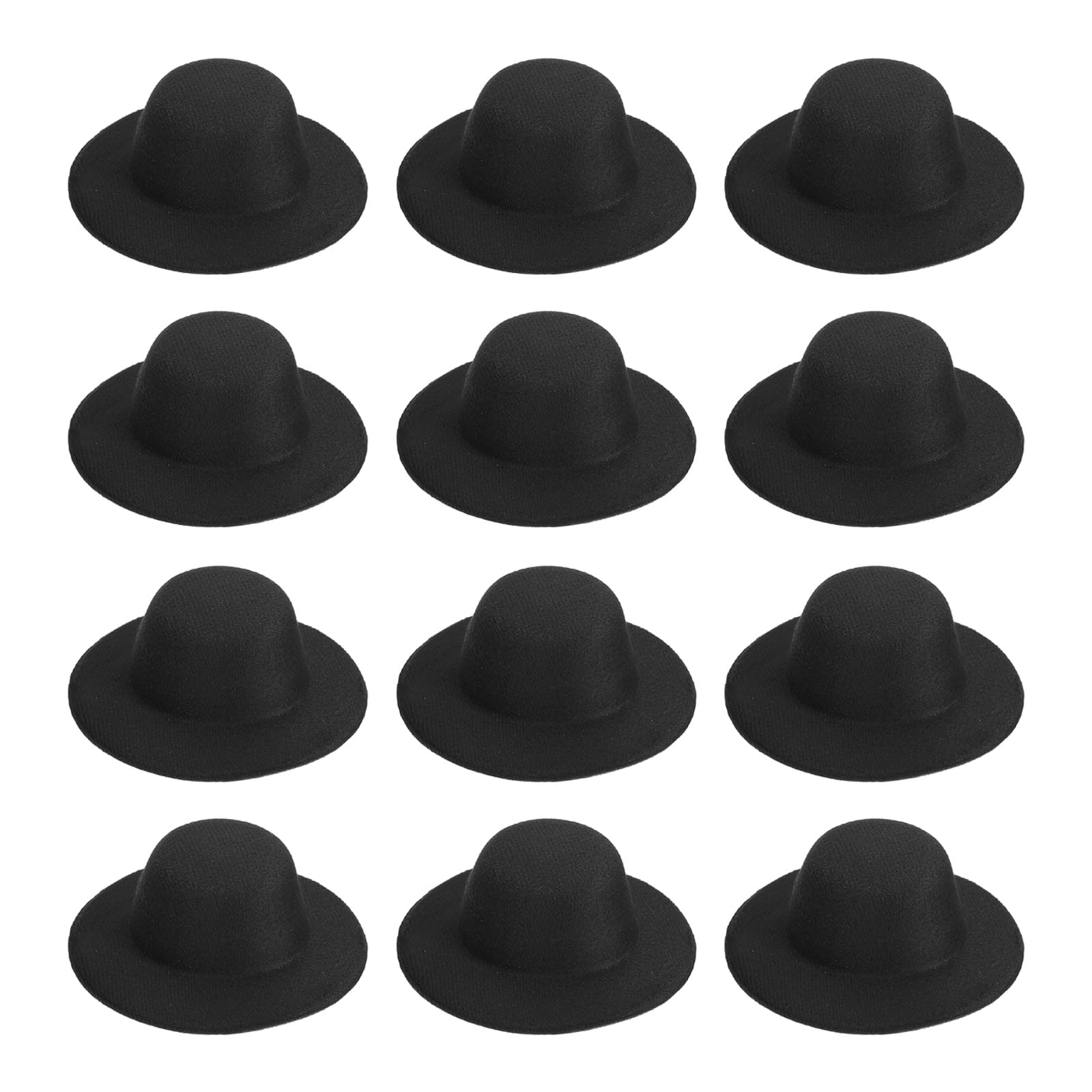 PATIKIL 2.3MM Mini Formal Hats, 12 Pcs Miniature Doll Hats Mini Top Hat for Crafts Hair Accessories Decorate Doll Snowman, Black