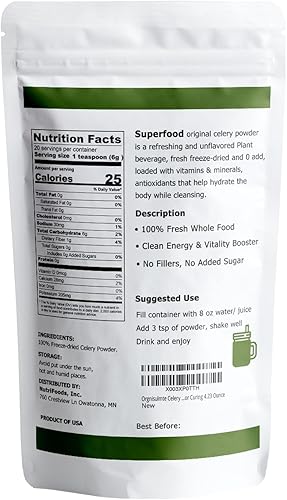 Miniatura 2 de Polvo de apio, 100% natural liofilizado jugo de apio en polvo para curar 4.23 onzas