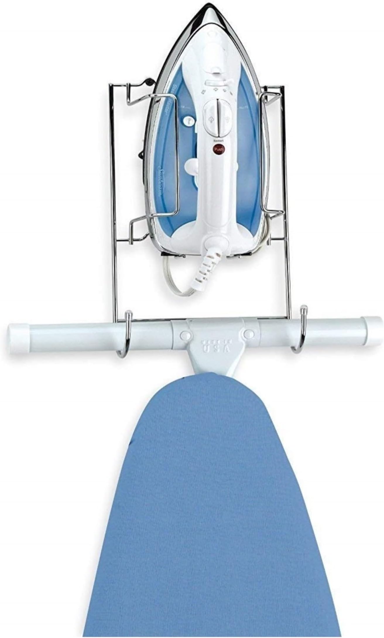 - SARAH Stainless Steen Iron & Ironing Board Holder/Organizer Multicolour