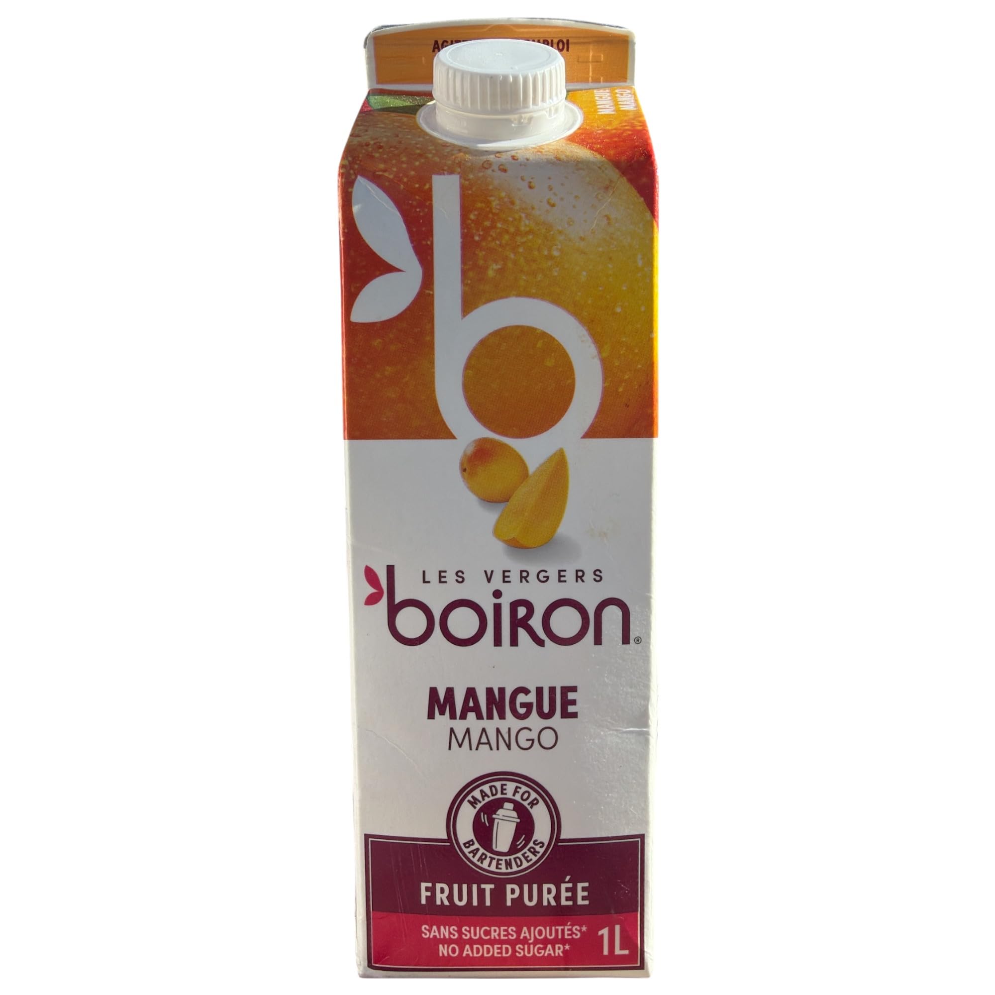 Boiron Mangopüree 1L ohne Zuckerzusatz & künstliche Aromen, vegan, für Cocktails, Mocktails, Smoothies, Milchshakes, Tiramisu, Panna Cotta, ungekühlt haltbar, in Frankreich hergestellt