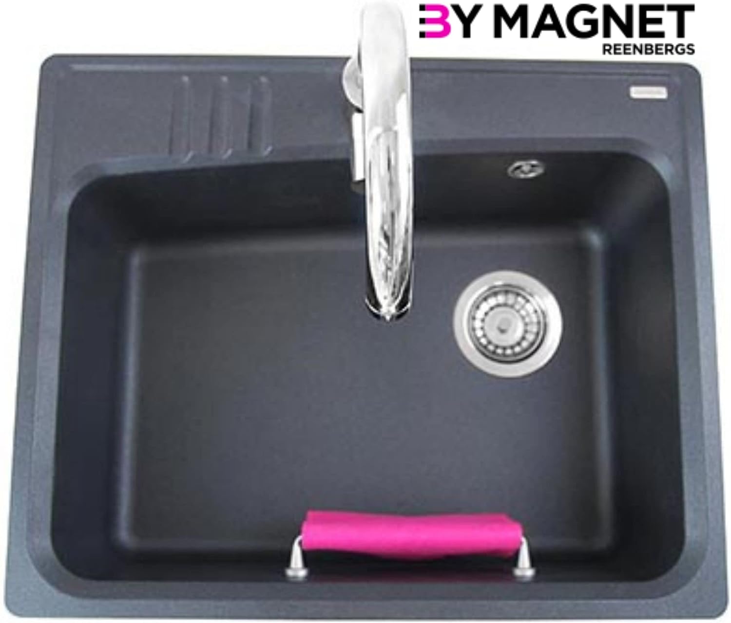 Magnetic Dish Cloth Rail Inside Sink Danish Design Made in Denmark (Strong Magnets for Corian/Granite Sink, Stainless Steel)