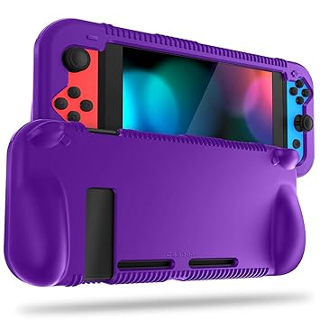 FINTIE Silicone Case for Nintendo Switch - Soft [Anti-Slip] [Shock Proof] Protective Cover with Ergonomic Grip Design, Drop Protection Grip Case for Nintendo Switch Console & Joy-Con (Purple)