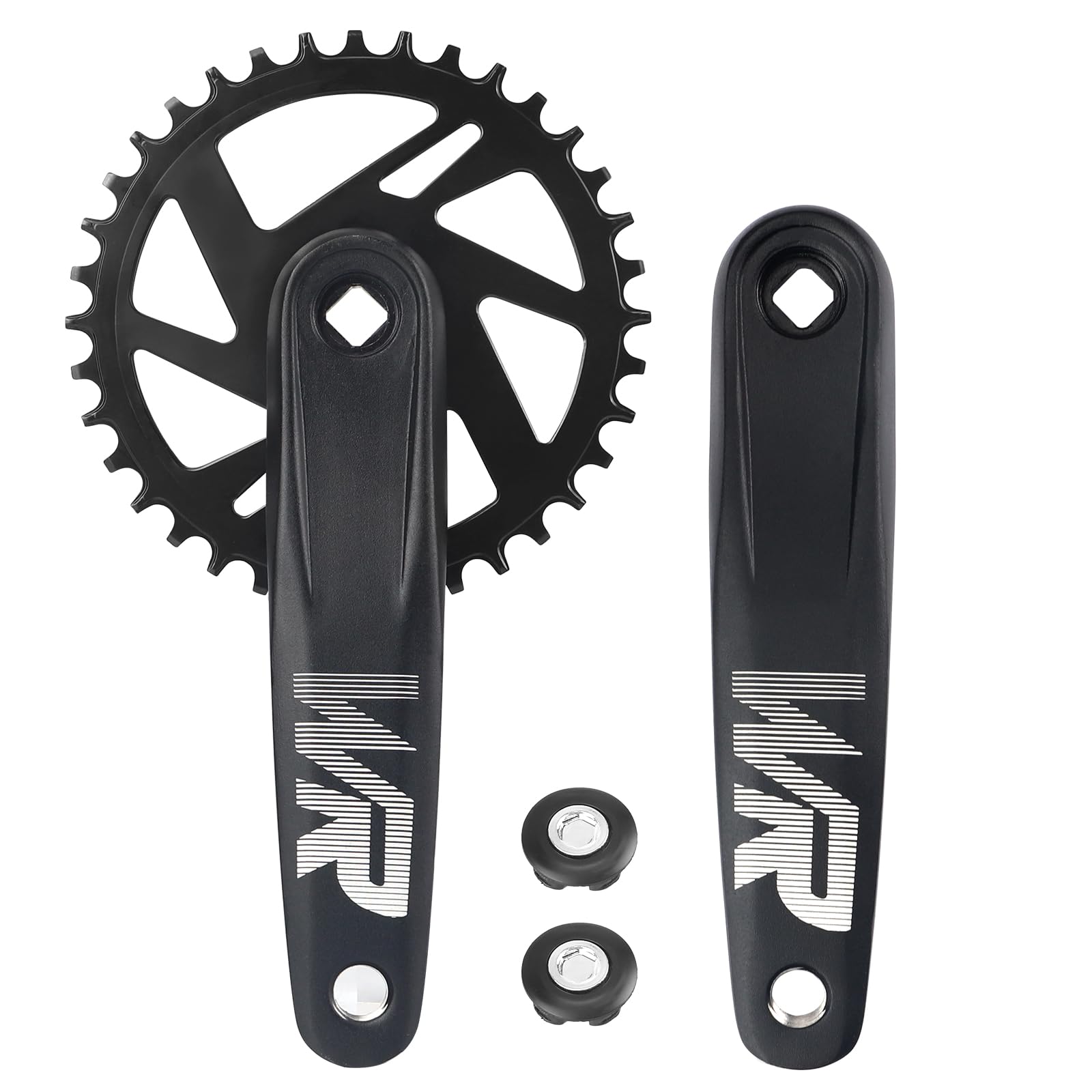 WEEROCK Mountain Bike Crankset 1 Piece/Single 32T/34T/36T/38T Charing Crank Set with 170mm Arm for Bicycle MTB, Compatible with Single Speed Bicycle and 6/7/8/9/10/11 Speeds Bike