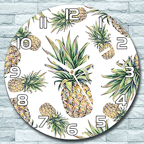 Horloge en verre impression haute définition ananas