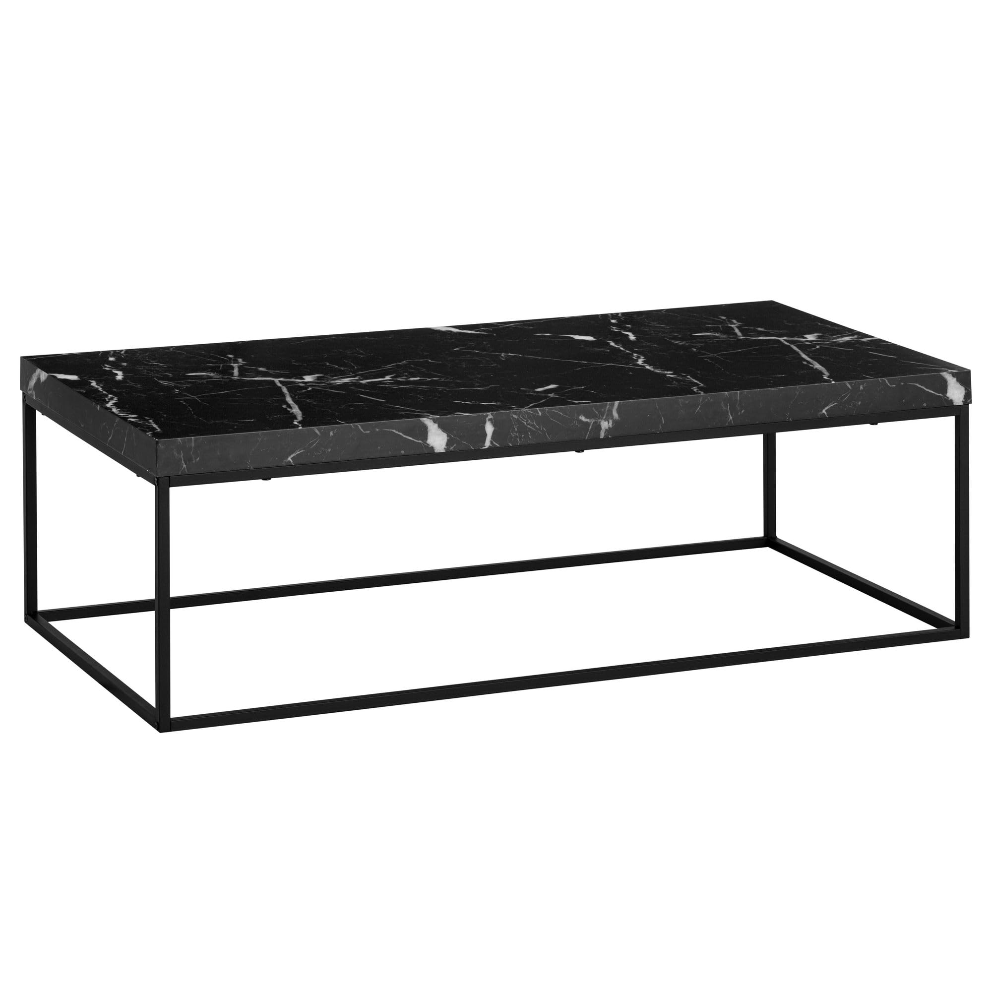FineBuy Couchtisch 120x60x38 cm Schwarz Metallbeine, Sofatisch Rechteckig | großer Wohnzimmertisch mit Platz für Fernbedienung und Zeitschriften, Loungetisch, pflegeleichte Tischplatte