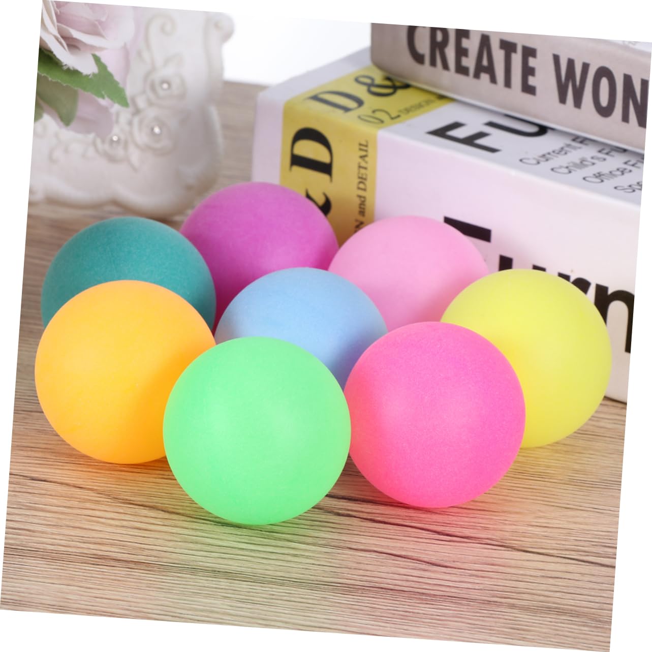 KOMBIUDA 100Pcs Colorful Table Tennis Balls Seamless Plastic Pong Balls for Party Games Training and Events Durable and Easy to Find Mixed Colors for Fun Activities