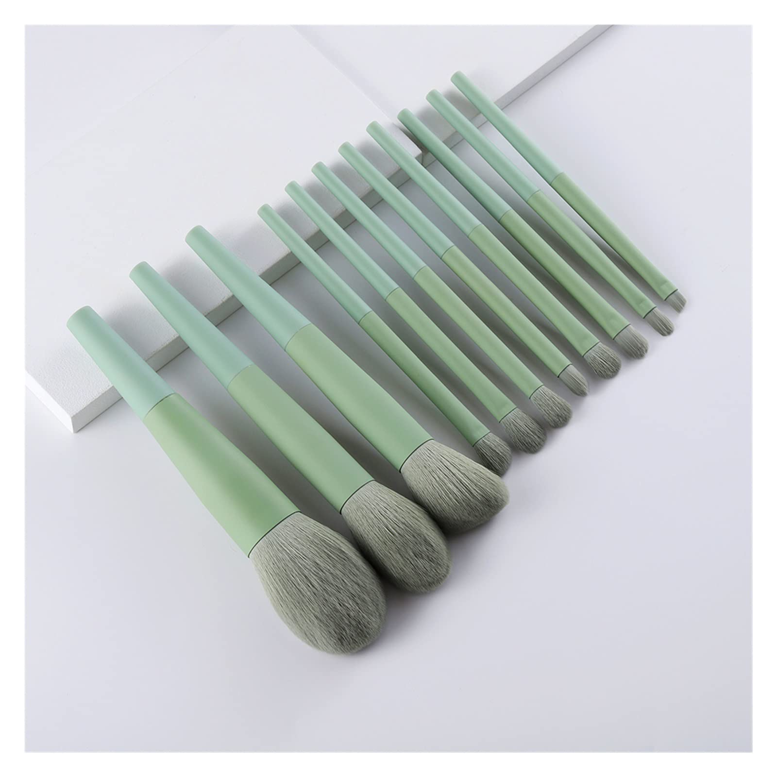 11/8pcs Busine for Trucco Verde Naturale Fondazione Fondazione Polvera Busta for Sopracciglia Set di Utensili estetici Maquillaje Professionale (Handle Color : Green Without Logo)