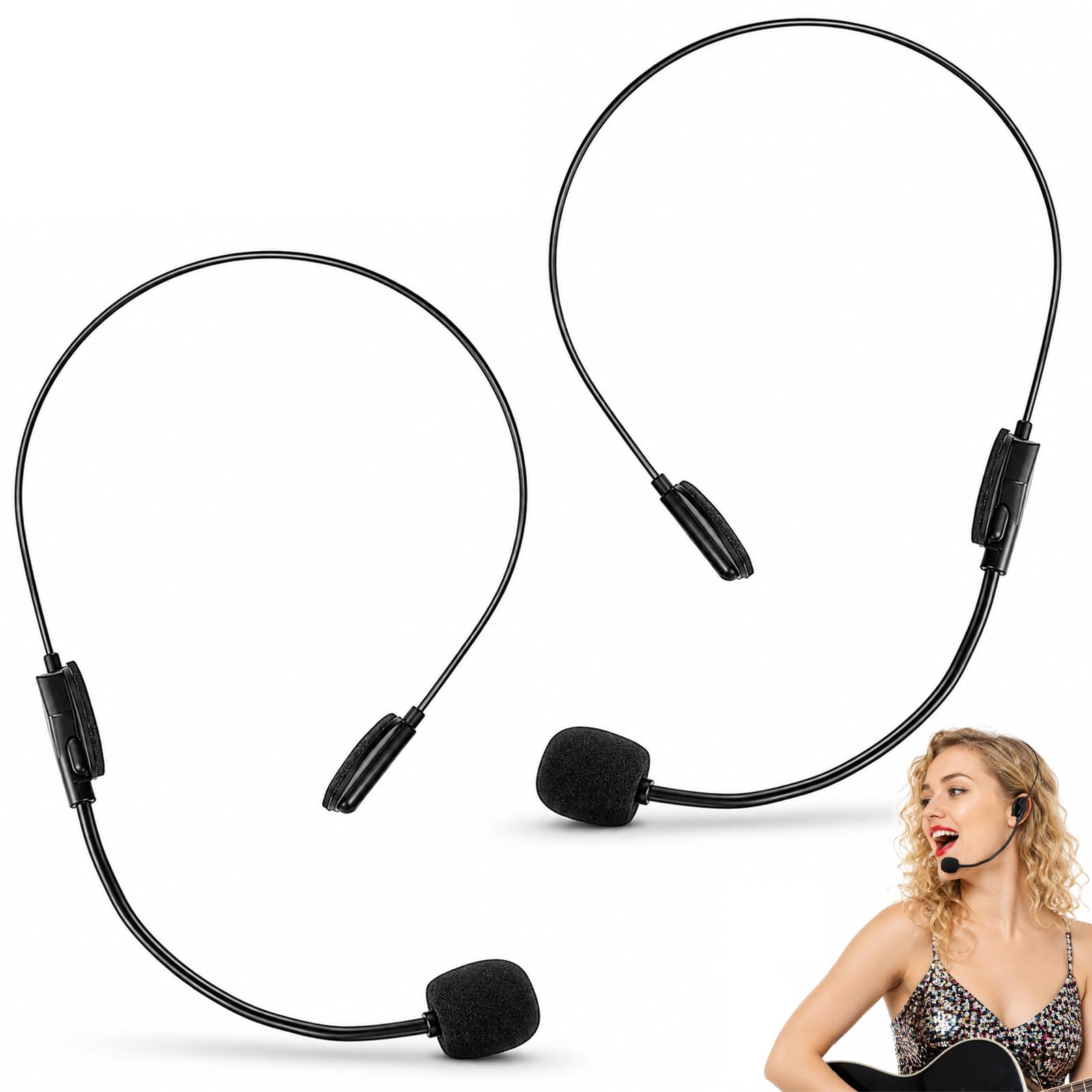 Matwsec 2 Pcs Fake Microphone Headset, Fake Mic Prop for Rockstar Costume