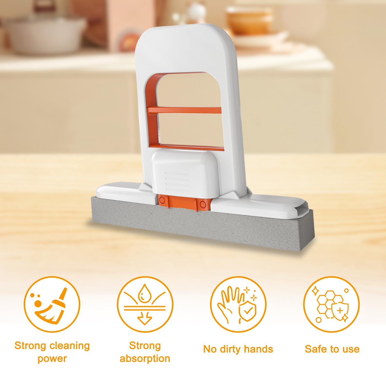 Mini Balai éponge Auto-essoreur - Portable, Avec 2 Rechanges (pour Salle De Bain, Cuisine)