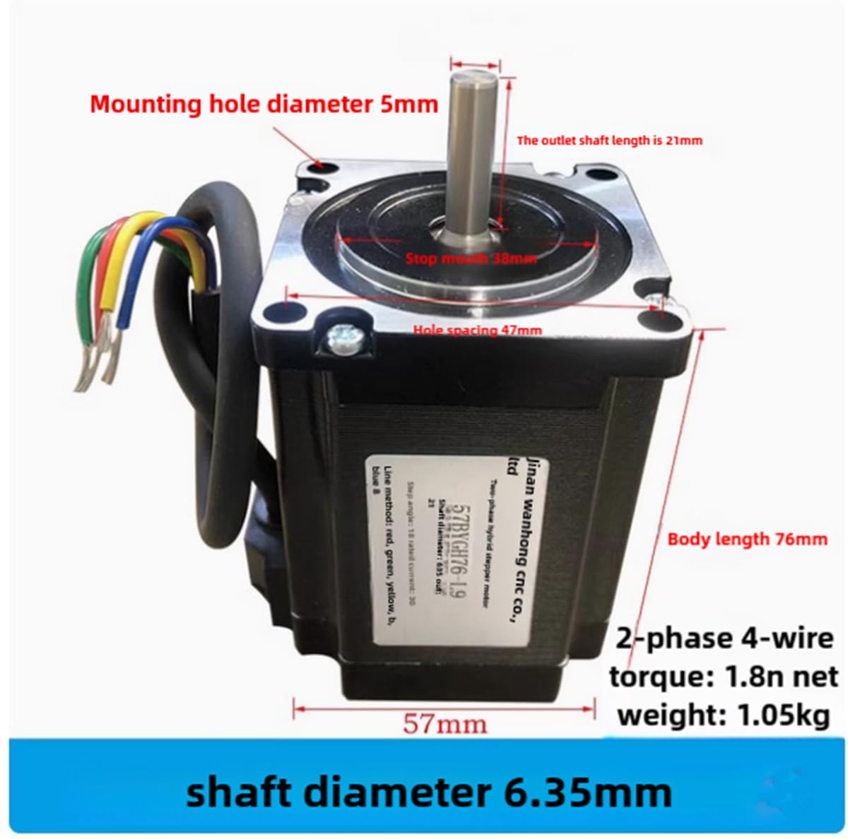 3D Printer Motor 57BYGH76-8 Stepping Motor - 3A Large Torque CNC Router ...