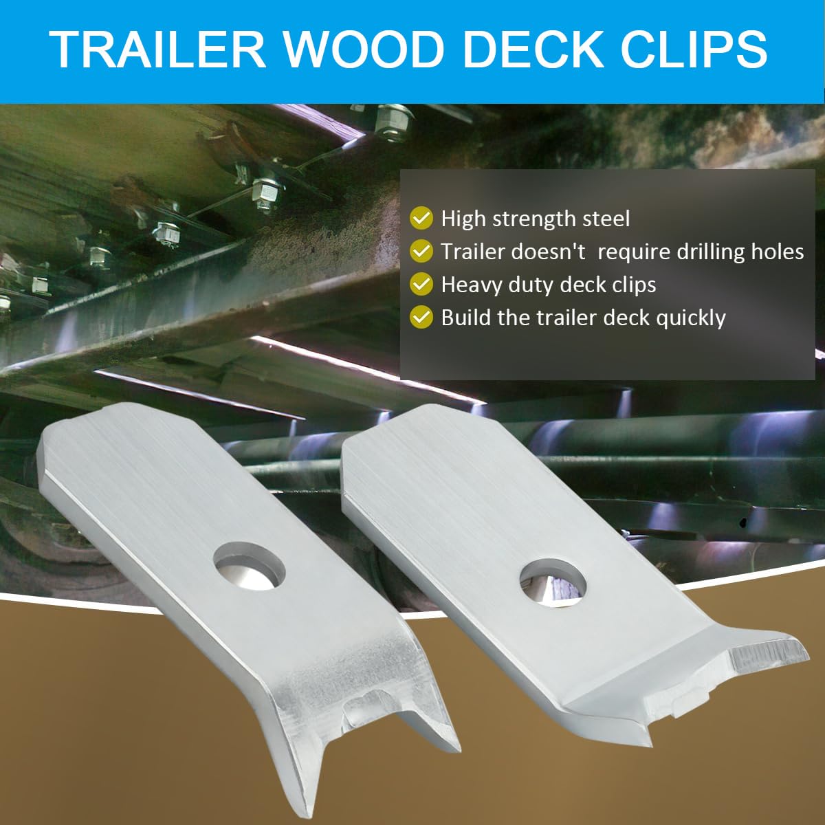 Trailer Wood Deck Clips Steel 1/4" Plate Bearclaw Trailer Floor Hold Down Clip, Fits for Trailers, Truck Beds, Warehouse Floors (Pack of 50)