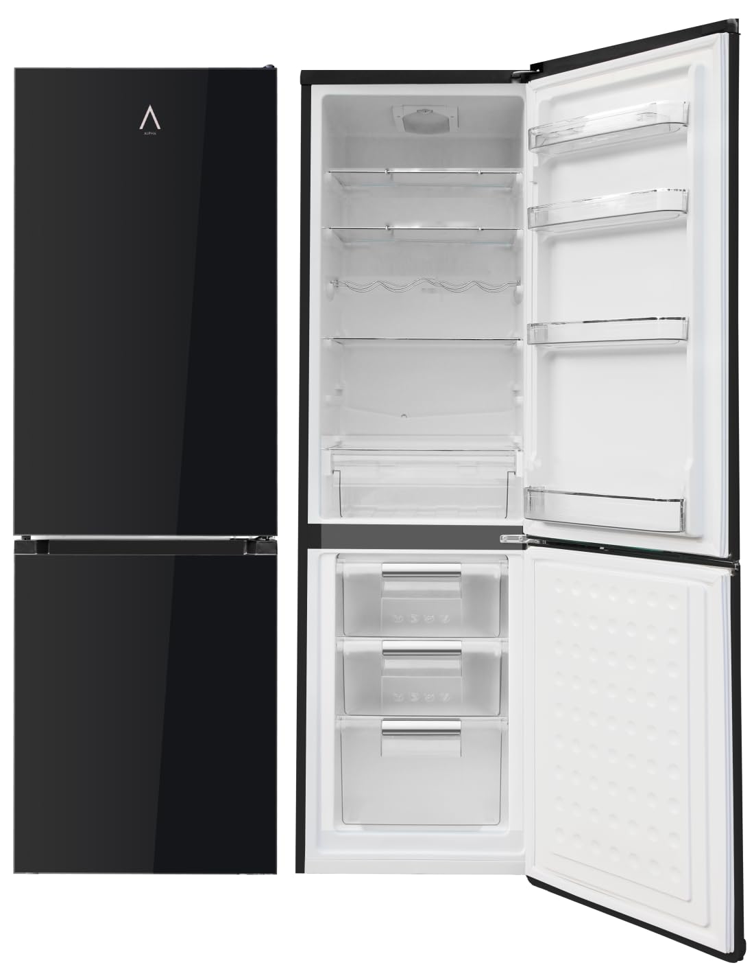 ALPHA Frigorífico Combi Pegasus Elite Pro-55, Cristal Negro, Cíclico.