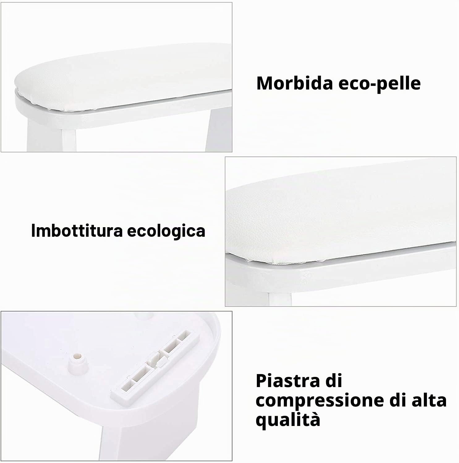 Poggiamano per Unghie, Cuscino per Manicure in Pelle Microfibra, Manicure Tool Hand-rest Cuscini, Supporto per Salon di Manicure per Braccioli, Bianco